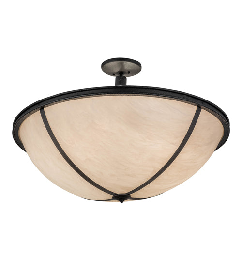 Meyda Lighting Commerce 36" 6-Light Reticulated Black Jackson Pendant Light With Beige Fleshtone Idalight Shade