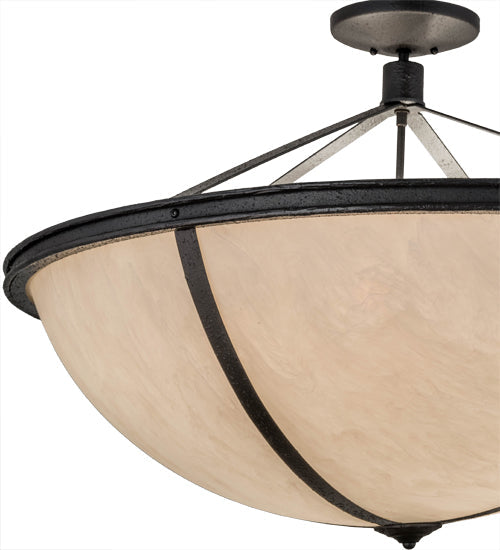 Meyda Lighting Commerce 36" 6-Light Reticulated Black Jackson Pendant Light With Beige Fleshtone Idalight Shade