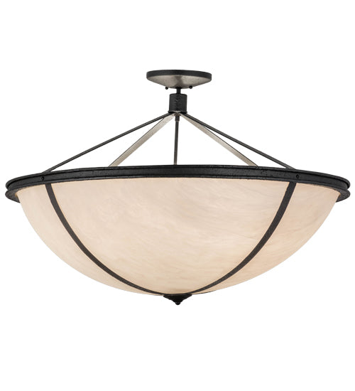 Meyda Lighting Commerce 36" 6-Light Reticulated Black Jackson Pendant Light With Beige Fleshtone Idalight Shade