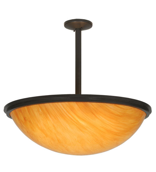 Meyda Lighting Commerce 36" 6-Light Timeless Bronze Inverted Pendant Light With Ambra Siena Idalight Shade Glass