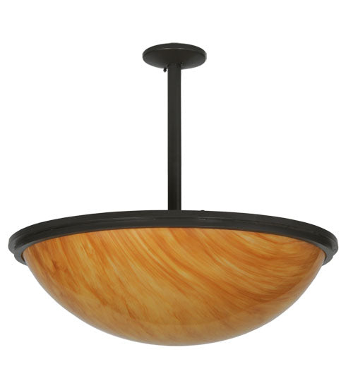 Meyda Lighting Commerce 36" 6-Light Timeless Bronze Inverted Pendant Light With Ambra Siena Idalight Shade Glass