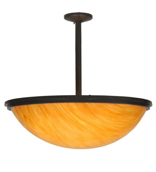 Meyda Lighting Commerce 36" 6-Light Timeless Bronze Inverted Pendant Light With Ambra Siena Idalight Shade Glass