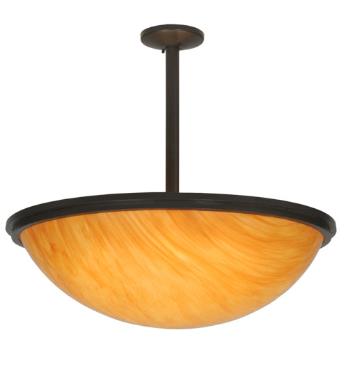 Meyda Lighting Commerce 36" 6-Light Timeless Bronze Inverted Pendant Light With Ambra Siena Idalight Shade Glass
