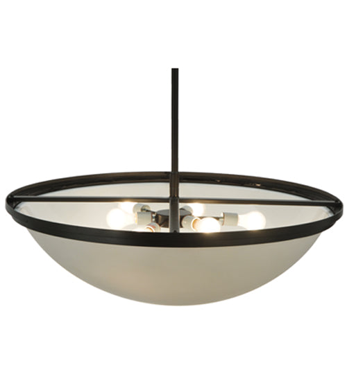 Meyda Lighting Commerce 36" 6-Light Timeless Bronze Inverted Pendant Light With Statuario Idalight Shade Glass