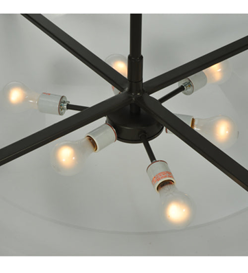 Meyda Lighting Commerce 36" 6-Light Timeless Bronze Inverted Pendant Light With Statuario Idalight Shade Glass
