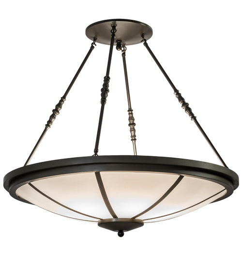 Meyda Lighting Commerce 36" 6-Light Timeless Bronze Semi-flush Mount Ceiling Light With White Statuario Idalight Shade Glass