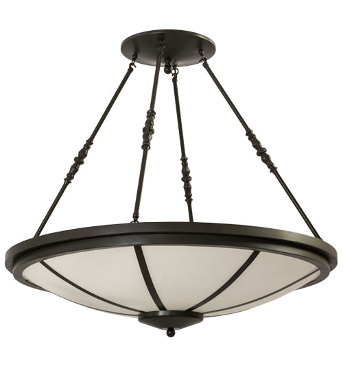 Meyda Lighting Commerce 36" 6-Light Timeless Bronze Semi-flush Mount Ceiling Light With White Statuario Idalight Shade Glass