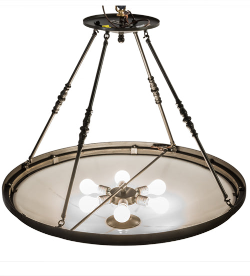 Meyda Lighting Commerce 36" 6-Light Timeless Bronze Semi-flush Mount Ceiling Light With White Statuario Idalight Shade Glass