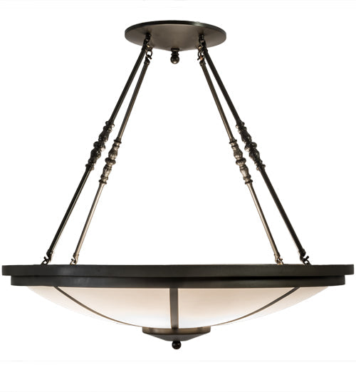 Meyda Lighting Commerce 36" 6-Light Timeless Bronze Semi-flush Mount Ceiling Light With White Statuario Idalight Shade Glass
