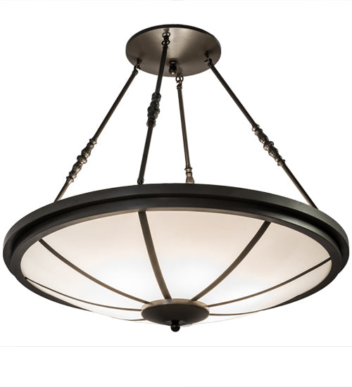 Meyda Lighting Commerce 36" 6-Light Timeless Bronze Semi-flush Mount Ceiling Light With White Statuario Idalight Shade Glass