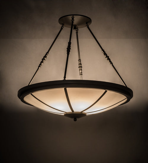 Meyda Lighting Commerce 36" 6-Light Timeless Bronze Semi-flush Mount Ceiling Light With White Statuario Idalight Shade Glass