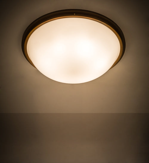 Meyda Lighting Commerce 37" 6-Light Buttered Brass Flush Mount Light With White Statuario Idalight Shade Glass