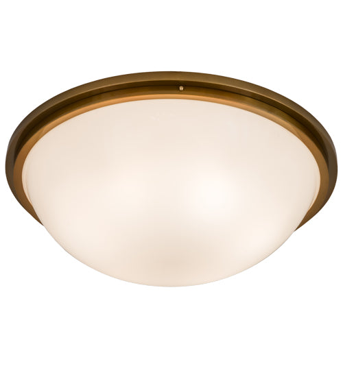 Meyda Lighting Commerce 37" 6-Light Buttered Brass Flush Mount Light With White Statuario Idalight Shade Glass