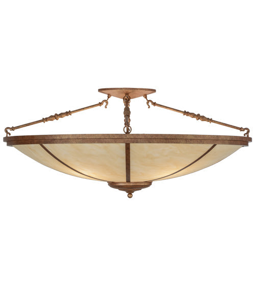 Meyda Lighting Commerce 45" 4-Light Autumn Leaf Semi-flush Mount Ceiling Light With Sahara Taupe Idalight Shade