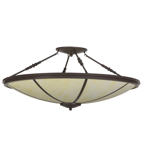 Meyda Lighting Commerce 45" 4-Light LED Cafe Noir Semi-flush Mount Ceiling Light With Beige Botticino Idalight Shade Glass