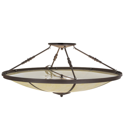 Meyda Lighting Commerce 45" 4-Light LED Cafe Noir Semi-flush Mount Ceiling Light With Beige Botticino Idalight Shade Glass