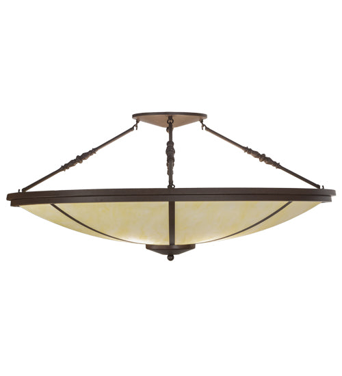 Meyda Lighting Commerce 45" 4-Light LED Cafe Noir Semi-flush Mount Ceiling Light With Beige Botticino Idalight Shade Glass