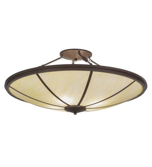 Meyda Lighting Commerce 45" 4-Light LED Cafe Noir Semi-flush Mount Ceiling Light With Beige Botticino Idalight Shade Glass