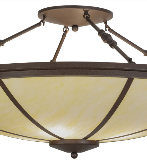 Meyda Lighting Commerce 45" 4-Light LED Cafe Noir Semi-flush Mount Ceiling Light With Beige Botticino Idalight Shade Glass