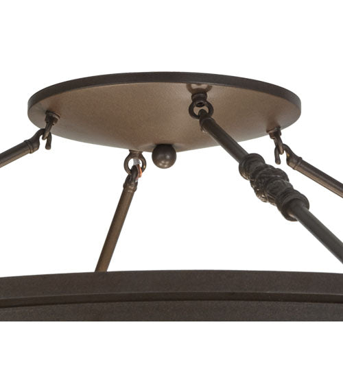 Meyda Lighting Commerce 45" 4-Light LED Cafe Noir Semi-flush Mount Ceiling Light With Beige Botticino Idalight Shade Glass