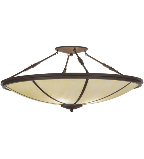 Meyda Lighting Commerce 45" 4-Light LED Cafe Noir Semi-flush Mount Ceiling Light With Beige Botticino Idalight Shade Glass