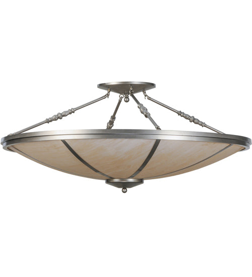 Meyda Lighting Commerce 45" 4-Light Nickel Semi-flush Mount Ceiling Light With Whitestone Idalight Shade Glass
