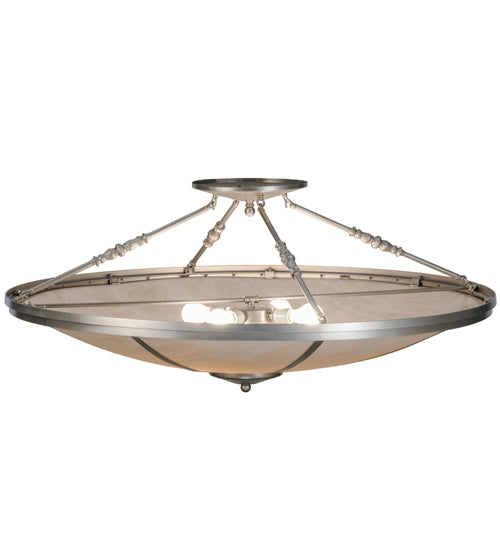 Meyda Lighting Commerce 45" 4-Light Nickel Semi-flush Mount Ceiling Light With Whitestone Idalight Shade Glass