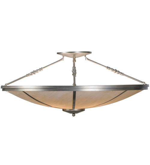 Meyda Lighting Commerce 45" 4-Light Nickel Semi-flush Mount Ceiling Light With Whitestone Idalight Shade Glass