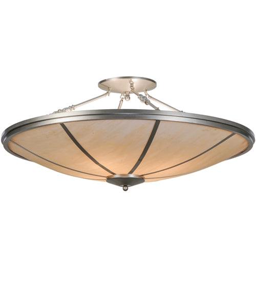 Meyda Lighting Commerce 45" 4-Light Nickel Semi-flush Mount Ceiling Light With Whitestone Idalight Shade Glass