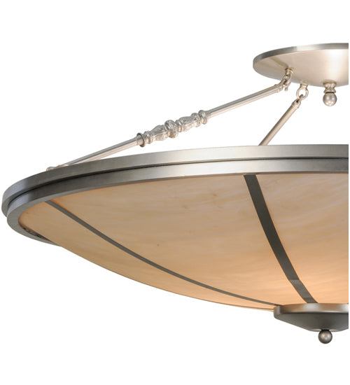 Meyda Lighting Commerce 45" 4-Light Nickel Semi-flush Mount Ceiling Light With Whitestone Idalight Shade Glass