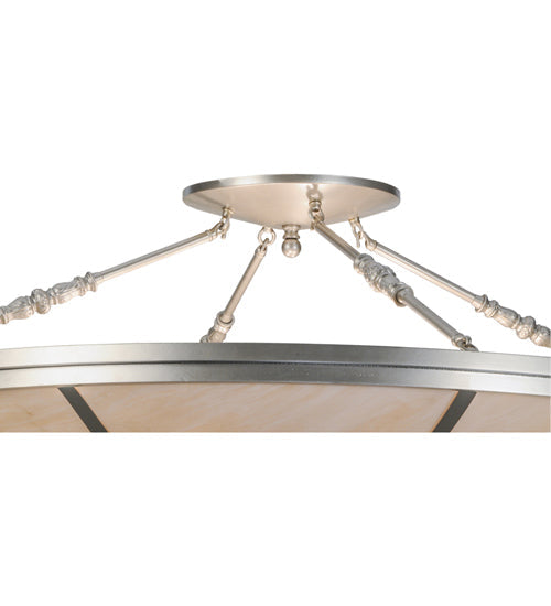 Meyda Lighting Commerce 45" 4-Light Nickel Semi-flush Mount Ceiling Light With Whitestone Idalight Shade Glass