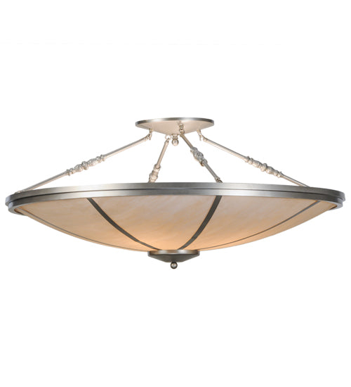Meyda Lighting Commerce 45" 4-Light Nickel Semi-flush Mount Ceiling Light With Whitestone Idalight Shade Glass