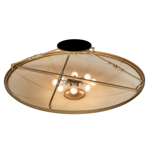 Meyda Lighting Commerce 45" 8-Light Gold Metallic Semi-flush Mount Light With Beige Sahara Taupe Idalight Shade