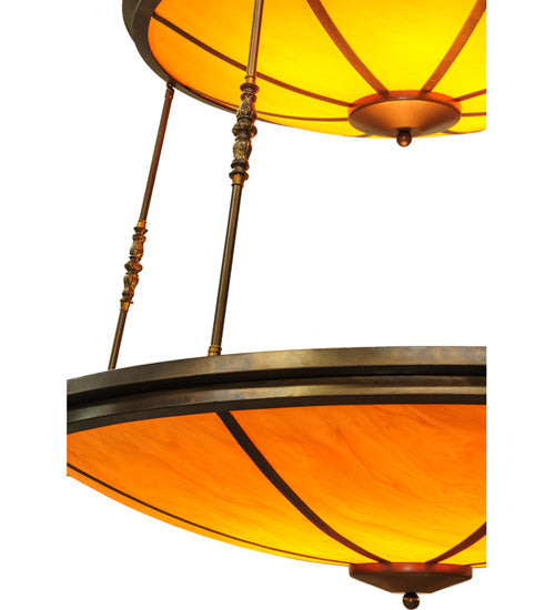 Meyda Lighting Commerce 47" 17-Light 3-Tier Antique Copper Pendant Light With Amber Quartz Idalight Shade Glass