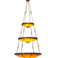 Meyda Lighting Commerce 47" 17-Light 3-Tier Antique Copper Pendant Light With Amber Quartz Idalight Shade Glass