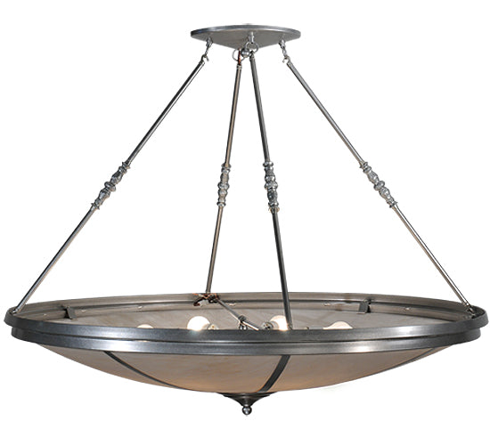 Meyda Lighting Commerce 47" 8-Light Nickel Semi-flush Mount Ceiling Light With Fleshtone Idalight Shade Glass