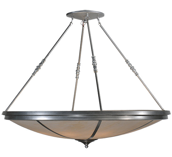 Meyda Lighting Commerce 47" 8-Light Nickel Semi-flush Mount Ceiling Light With Fleshtone Idalight Shade Glass