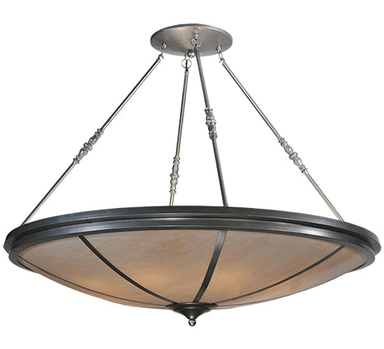 Meyda Lighting Commerce 47" 8-Light Nickel Semi-flush Mount Ceiling Light With Fleshtone Idalight Shade Glass