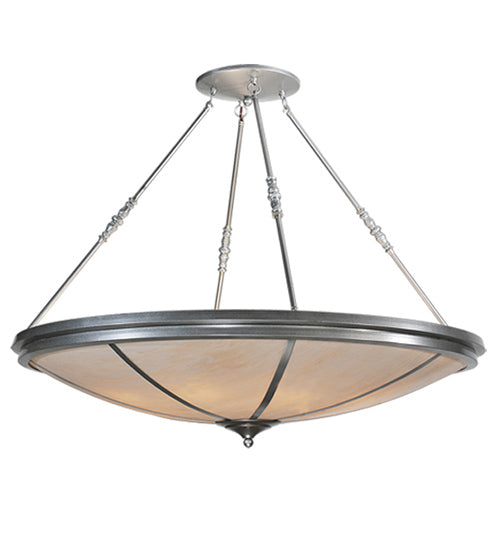 Meyda Lighting Commerce 47" 8-Light Nickel Semi-flush Mount Ceiling Light With Fleshtone Idalight Shade Glass