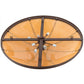 Meyda Lighting Commerce 48" 8-Light Cafe Noir Flush Mount Light With Beige Botticino Idalight Shade Glass
