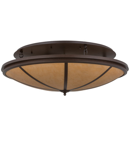 Meyda Lighting Commerce 48" 8-Light Cafe Noir Flush Mount Light With Beige Botticino Idalight Shade Glass
