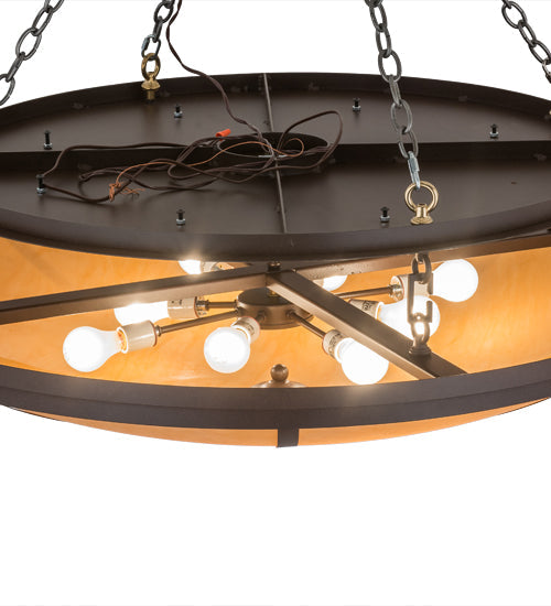 Meyda Lighting Commerce 48" 8-Light Cafe Noir Flush Mount Light With Beige Botticino Idalight Shade Glass