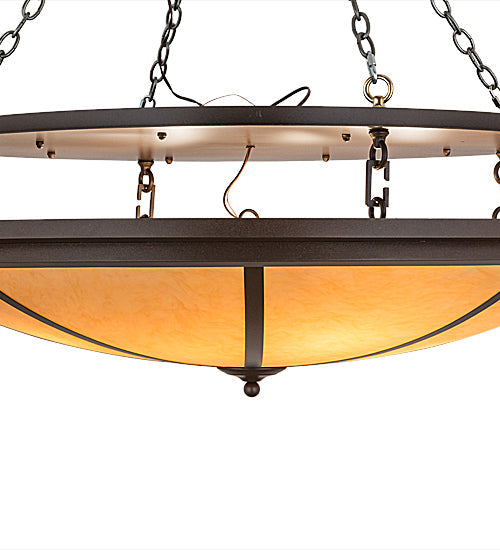 Meyda Lighting Commerce 48" 8-Light Cafe Noir Flush Mount Light With Beige Botticino Idalight Shade Glass