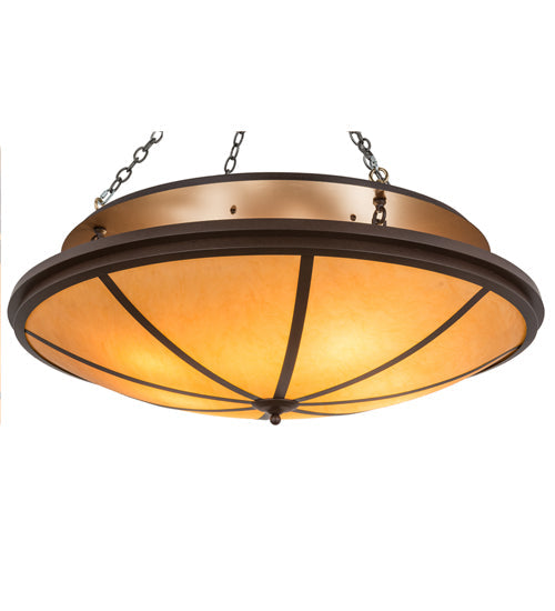 Meyda Lighting Commerce 48" 8-Light Cafe Noir Flush Mount Light With Beige Botticino Idalight Shade Glass