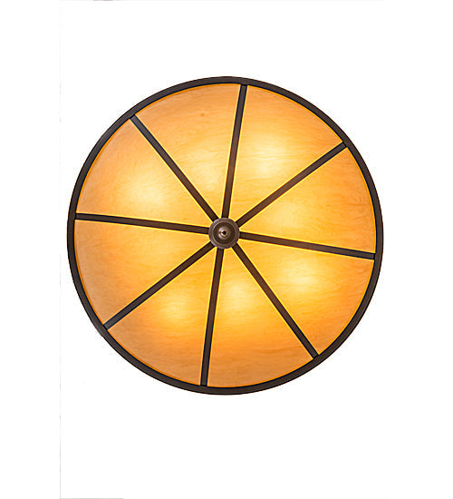 Meyda Lighting Commerce 48" 8-Light Cafe Noir Flush Mount Light With Beige Botticino Idalight Shade Glass