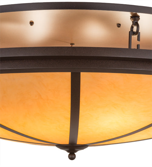 Meyda Lighting Commerce 48" 8-Light Cafe Noir Flush Mount Light With Beige Botticino Idalight Shade Glass