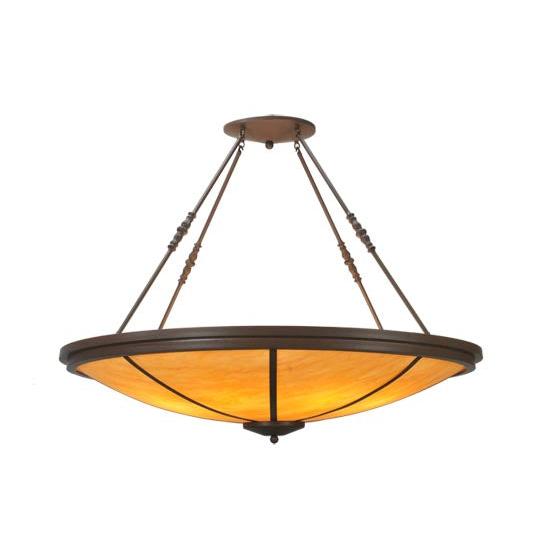 Meyda Lighting Commerce 48" 8-Light Cafe Noir Inverted Pendant Light With Amber Quartz Idalight Shade Glass