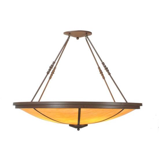 Meyda Lighting Commerce 48" 8-Light Cafe Noir Inverted Pendant Light With Amber Quartz Idalight Shade Glass