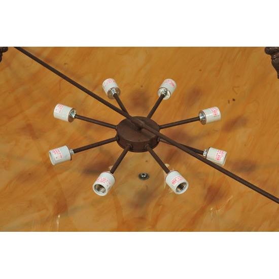 Meyda Lighting Commerce 48" 8-Light Cafe Noir Inverted Pendant Light With Amber Quartz Idalight Shade Glass