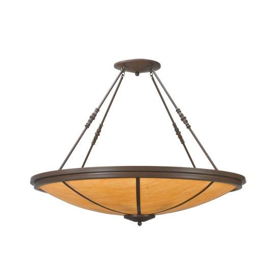 Meyda Lighting Commerce 48" 8-Light Cafe Noir Inverted Pendant Light With Amber Quartz Idalight Shade Glass